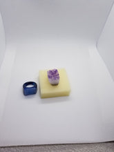 Load image into Gallery viewer, 2 Rings, Raw Agate Druzy Ring and Amethyst