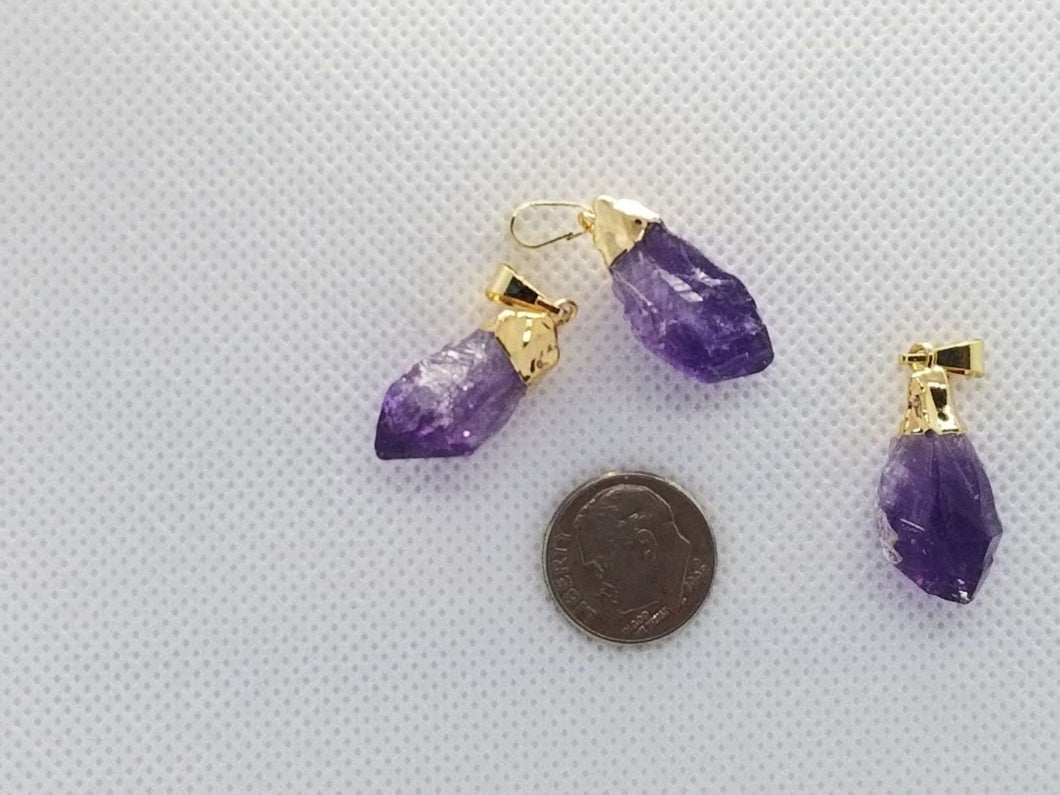 Amethyst Necklace Purple Point Pendant Raw Gemstone Healing Crystal Stone.